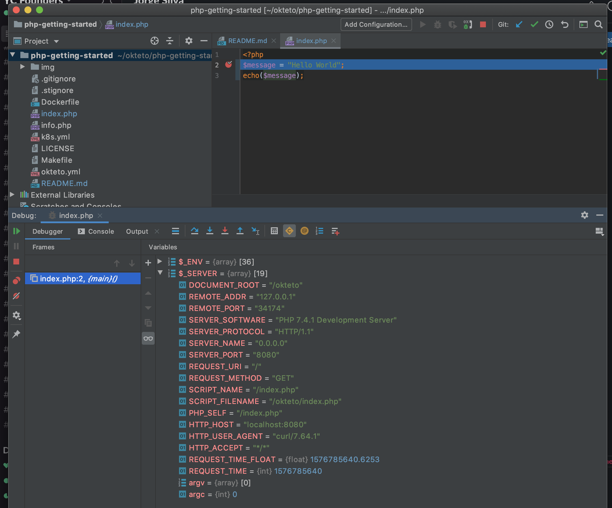 PHPStorm Debug View