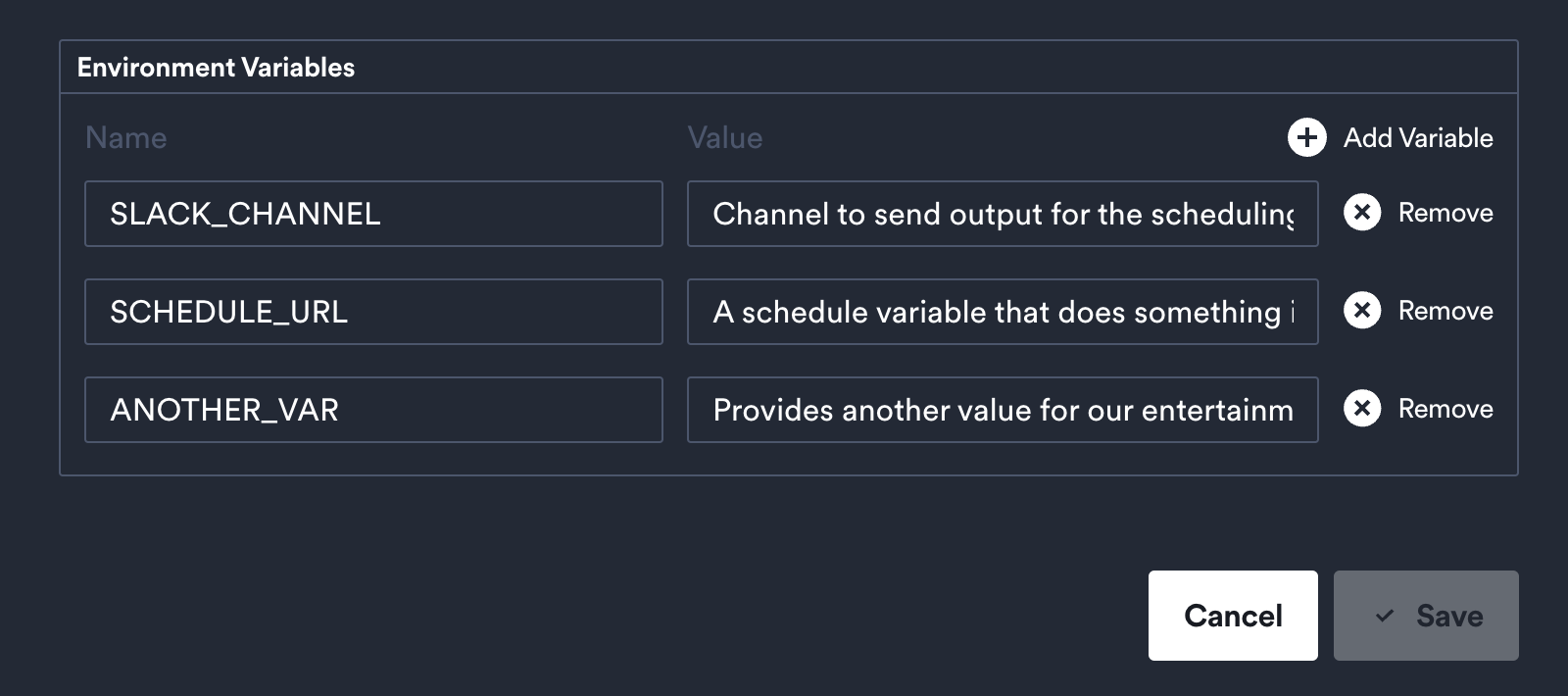 Add environment variables to a Catalog repo