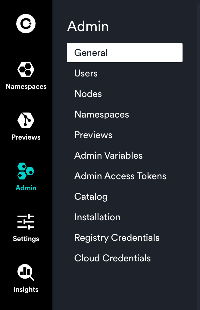 Admin dashboard tabs