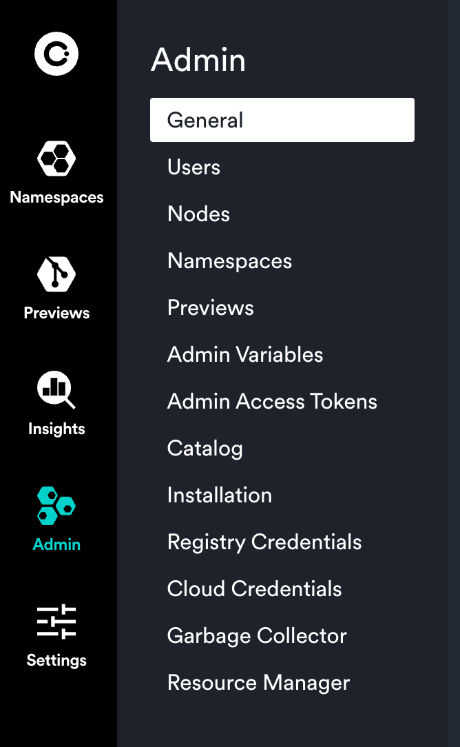 Admin dashboard tabs