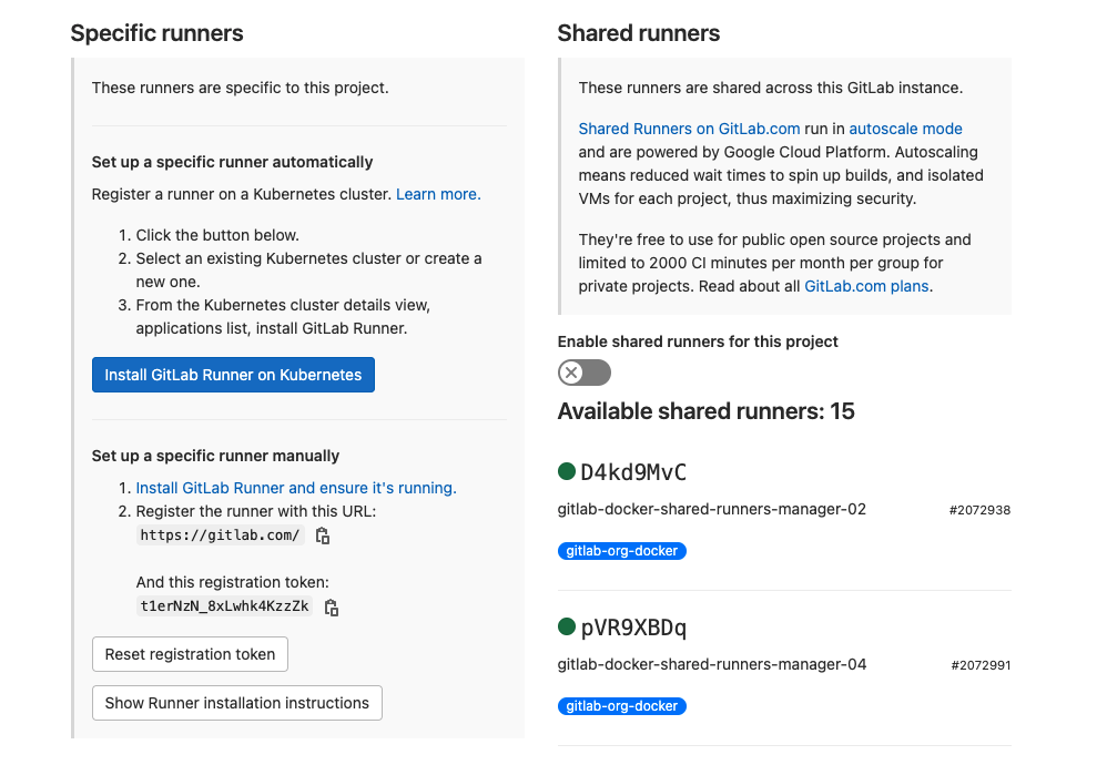 GitLab specific runners