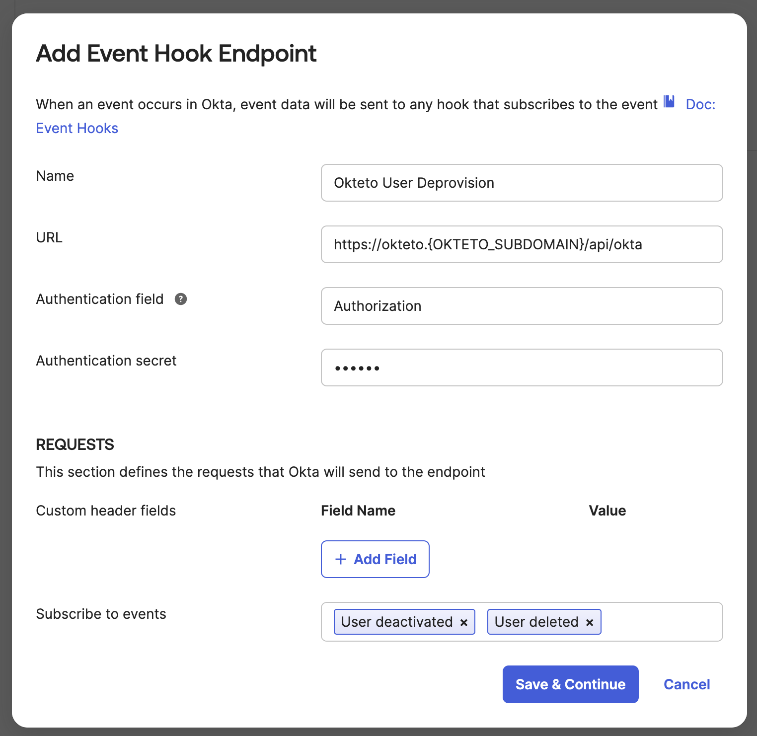 Okta User Deprovision Configuration