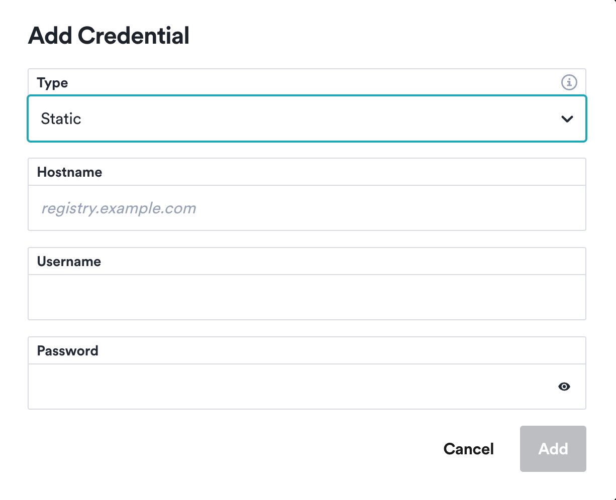 Registry credentials add