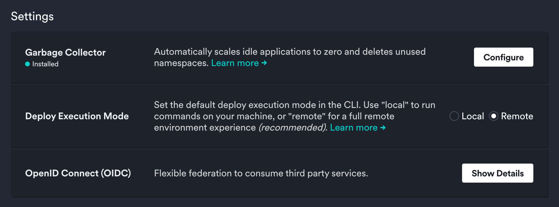 Remote Execution Settings