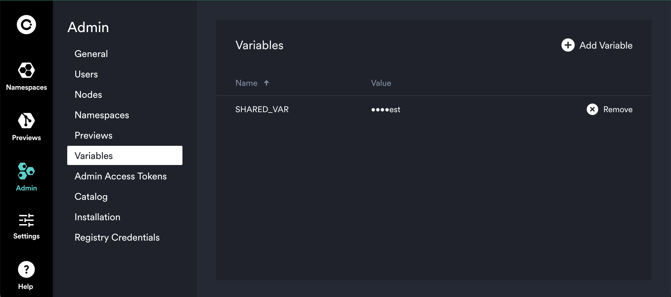 Variables in settings